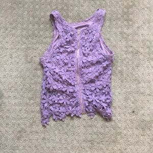 Crop purple lace top